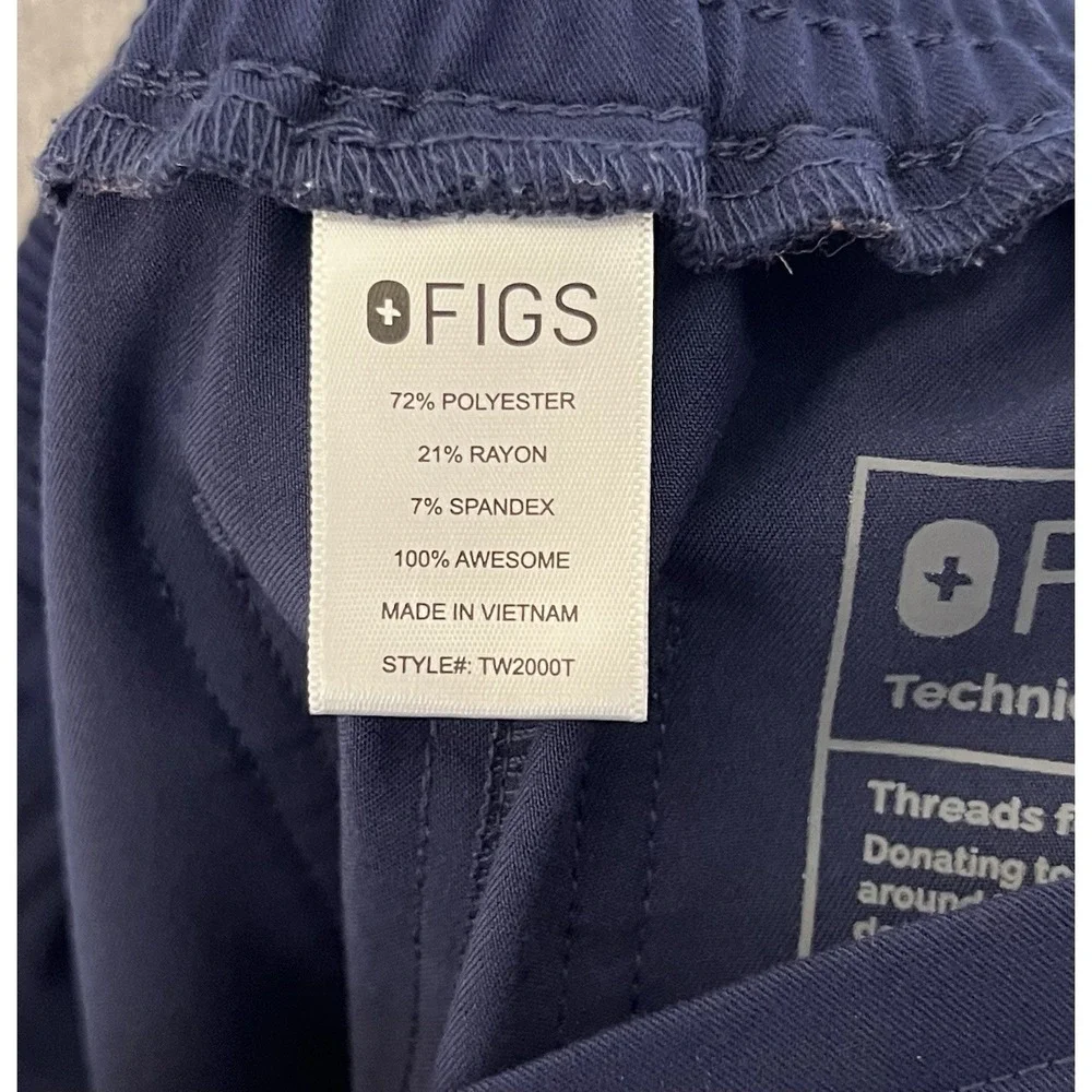 Figs Technical Yola High Rise Slim Scrub Pants Womens Sz Small Tall Blue Pockets
